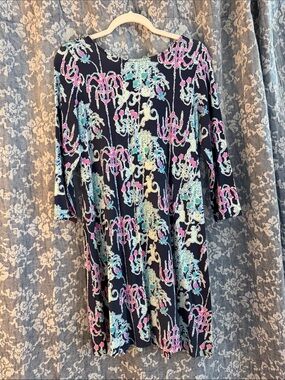 Lilly Pulitzer Navy Multicolor Chandelier Print Dress